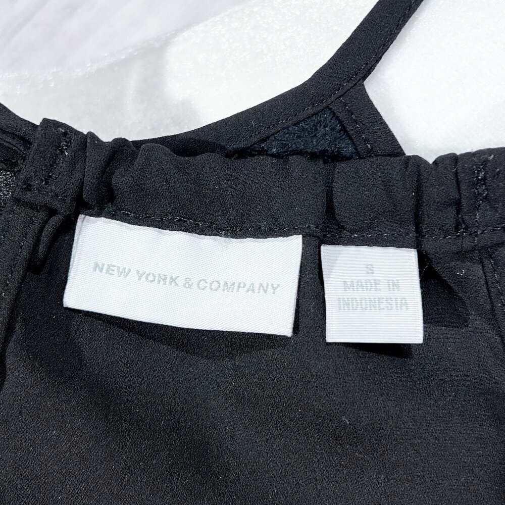 New York & Company Lace Tank | Black | Halter | Small | Round Neck | Women's - Picture 10 of 12